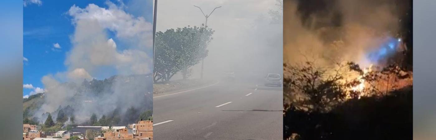 Dos incendios forestales en Bello. FOTO: ALCALDÍA DE BELLO Y MI BELLO ES BELLO
