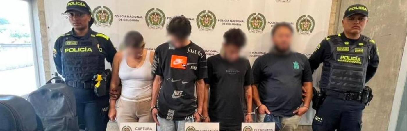Capturados por su presunta participación en un robo a una finca en Rionegro. FOTO: POLICÍA METROPOLITANA VALLE DE ABURRÁ
