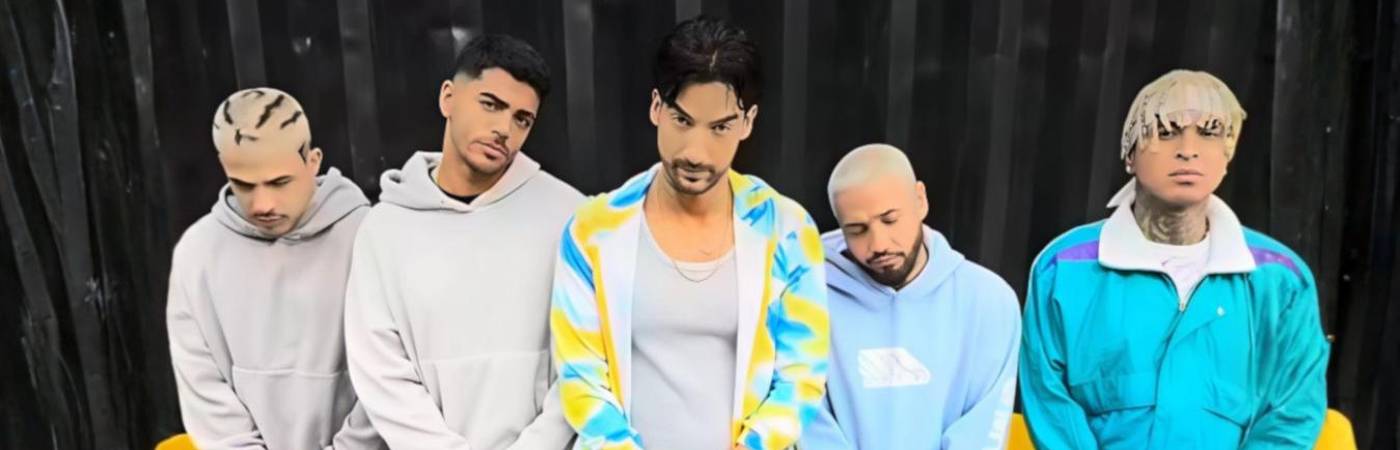 Jay Torres (segundo de izquierda a derecha) junto a parte del elenco de ‘La Reina del Flow’. FOTO: @JAYTORRES.PR