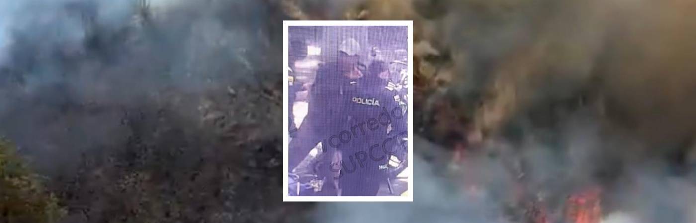 Incendio forestal en Las Palmas (fondo), al parecer, ocasionado por un hombre (detalle). FOTO: X @FICOGUTIERREZ