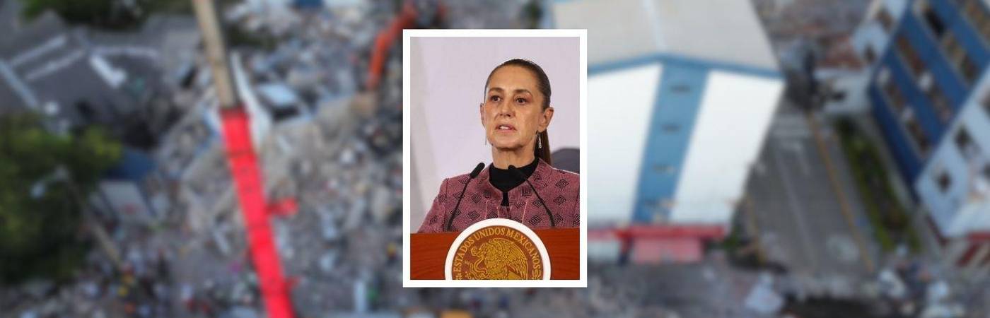 Claudia Sheinbaum, presidenta de México, no ha divulgó las identidades de los fallecidos, pero el Gobierno está en contacto con sus familias. FOTOS: MANUEL SALDARRIAGA (FONDO) Y X LAPOLAKMX (DETALLE)