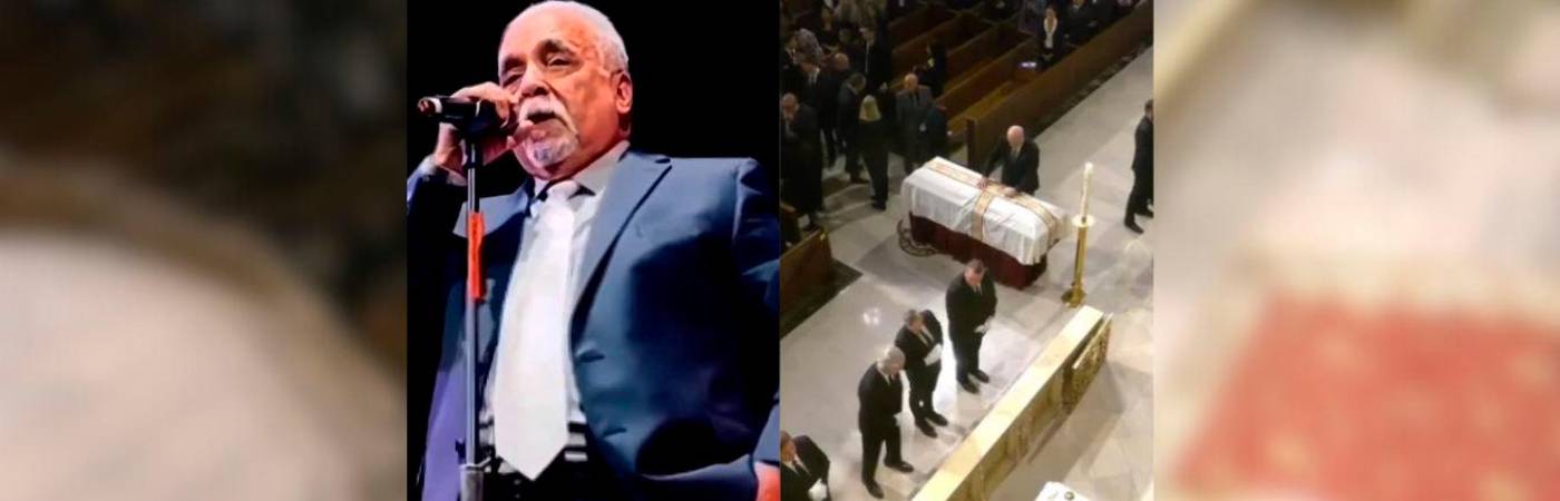 Durante la misa, los hijos del artista le rindieron homenaje. FOTO: REDES SOCIALES Y GLOBOVISIÓN