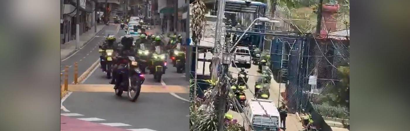 Vecinos de la zona registraron el tremendo despliegue policíal para el traslado. FOTO: TOMADA DE VIDEO