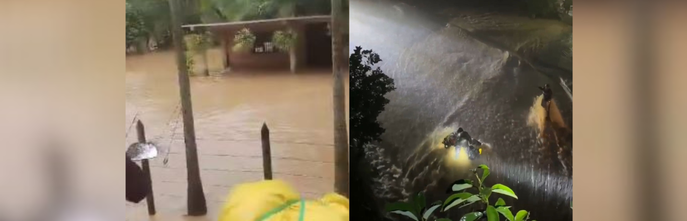 Inundaciones en Porce y creciente de una quebrada en San Luis. /FOTOS: DENUNCIAS ANTIOQUIA