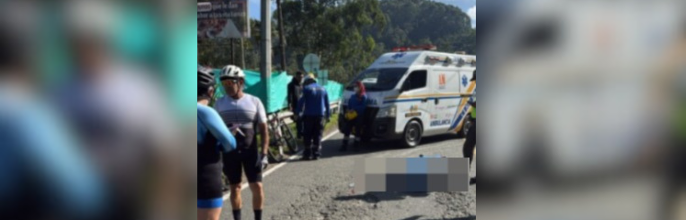 Ciclista falleció en la vía Caldas - Amagá por golpe en la cabeza./FOTO: DENUNCIAS ANTIOQUIA