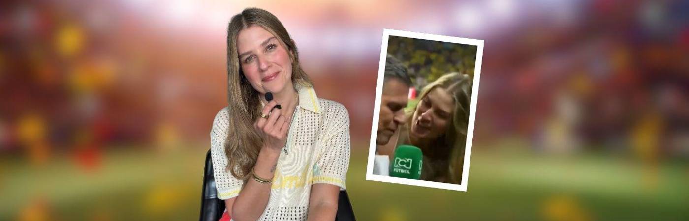 La periodista deportiva se refirió al video del entrenamiento de la Selección y a la polémica del Mundial 2014. FOTOS: CANVA (FONDO) Y CAPTURA DE VIDEO X @ANDREAGUERREROQ Y RCN