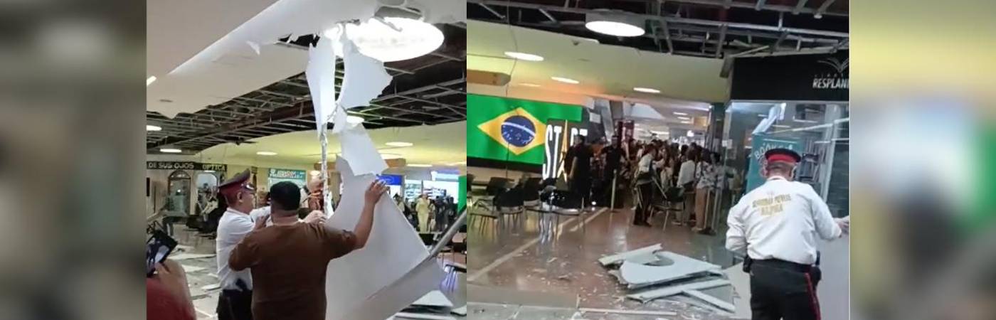 Los empleados y vigilantes improvisaron un acordonamiento con sillas mientras llegaban los organismos de emergencia. FOTO: TOMADA DE VIDEO