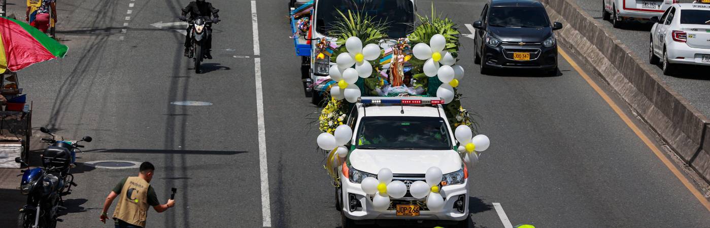 Caravana por la Virgen del Carmen en Medellín. FOTO: ARCHIVO - MANUEL SALDARRIAGA QUINTERO