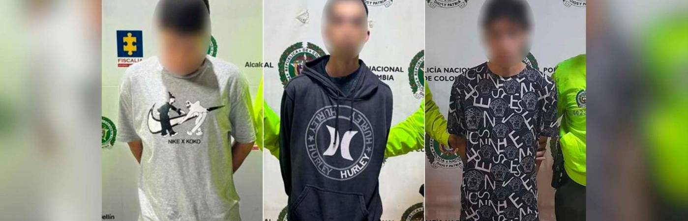 Los presuntos sicarios capturados: Lewandosky (izquierda), el Mello (centro) y Armani (derecha). /FOTO: POLICÍA NACIONAL