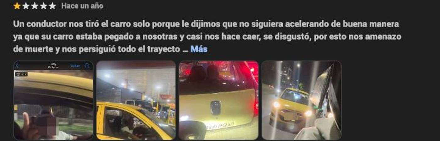 Reseñas en la empresa de taxis supuestamente implicada. FOTO: CORTESÍA