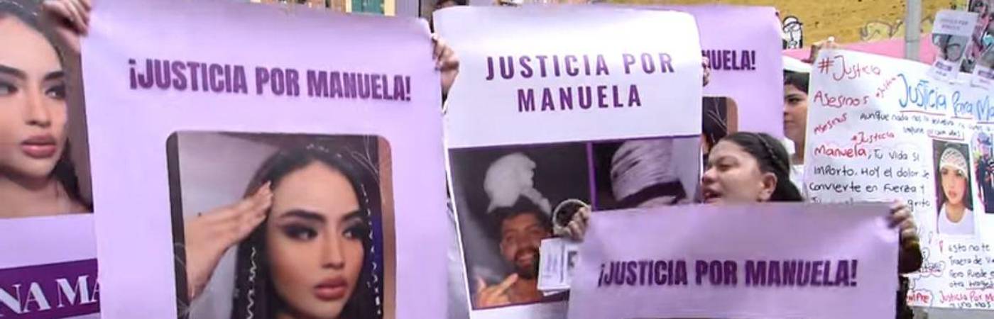 Familiares y amigos de Manuela marcharon para exigir justicia. FOTO: CAPTURA DE VIDEO TELEMEDELLÍN