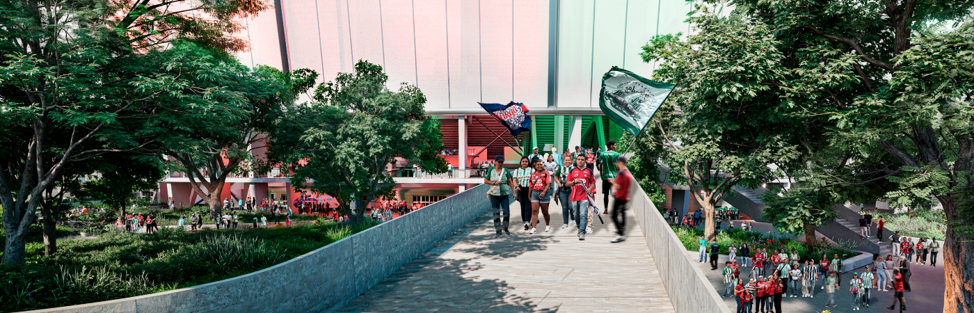 Así luciría una de las vías de acceso peatonal al estadio. FOTO: ALCALDÍA DE MEDELLÍN