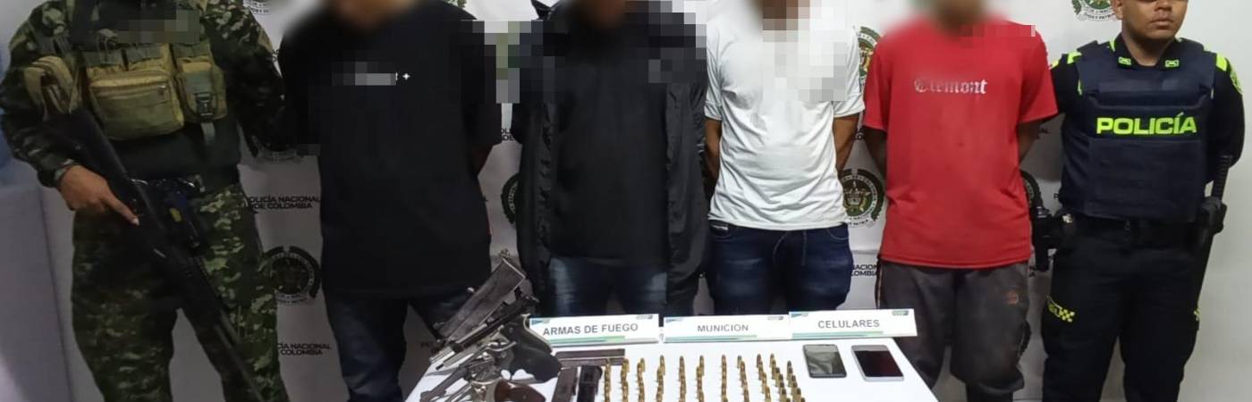 Captura de presuntos miembros del Clan del Golfo en Andes. FOTO: CORTESÍA POLICÍA ANTIOQUIA