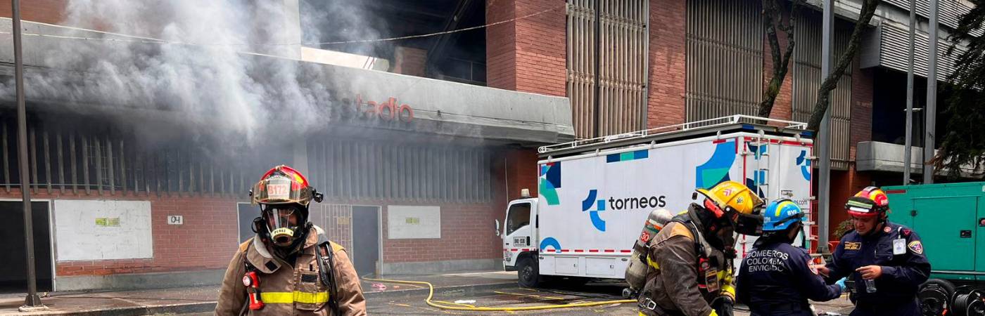 Incendio en el Polideportivo Sur de Envigado. /FOTO: CORTESÍA ALCALDÍA DE ENVIGADO 