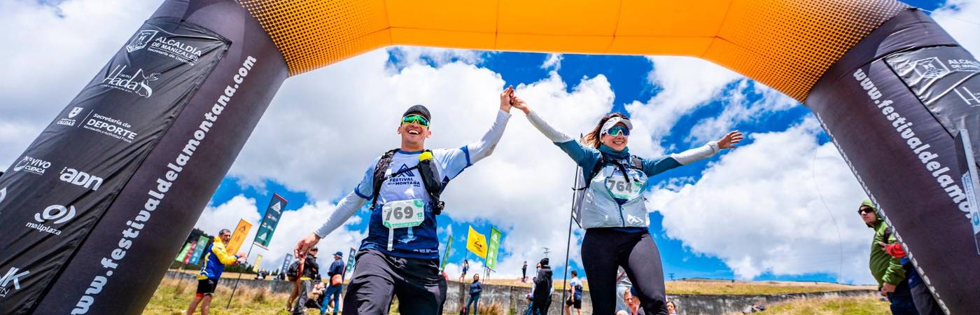 El exbicicrosista y medallista olímpico Carlos Mario Oquendo participó en la categoría de los 12 K, junto a sus esposa Manuela Zuluaga. / FOTO: CORTESÍA. 