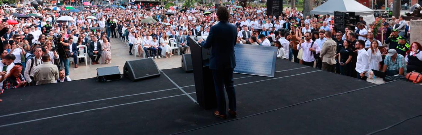 Discurso de Federico Gutiérrez en la Plaza Botero. 