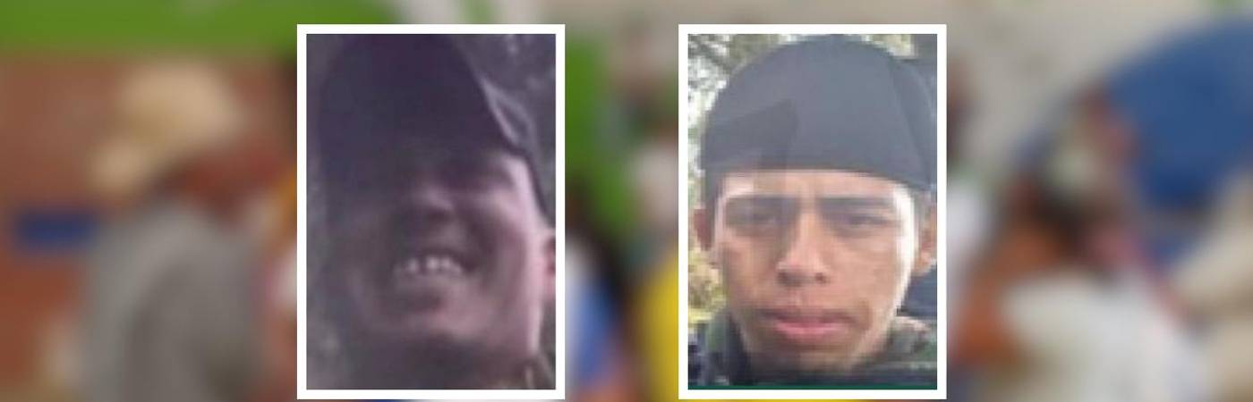 Robert Alexánder Martínez Velásquez, alias Pollo (izq.), y Dubian Alirio Berrío Posso, alias Diomer, Johan o Dientón (der.). FOTOS ARCHIVO Y GOBERNACIÓN DE ANTIOQUIA