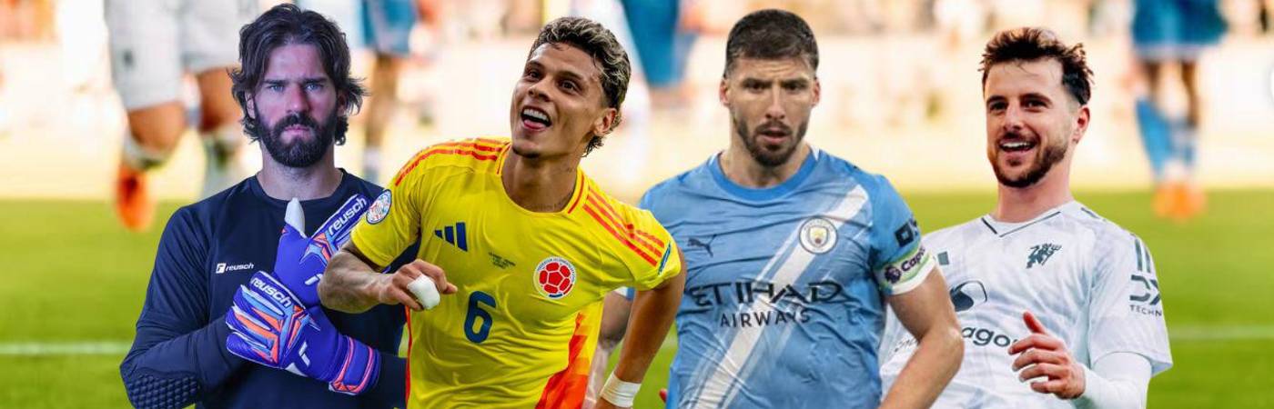 De izquierda a derecha: Alisson Becker, Richard Ríos, Rúben Dias y Mason Mount. FOTOS: INSTAGRAM