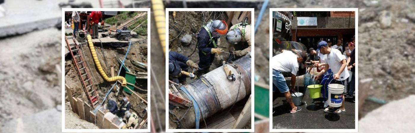 Fue necesario excavar para llegar a la tubería, que está a tres metros de profundidad. FOTOS: JULIO CÉSAR HERRERA