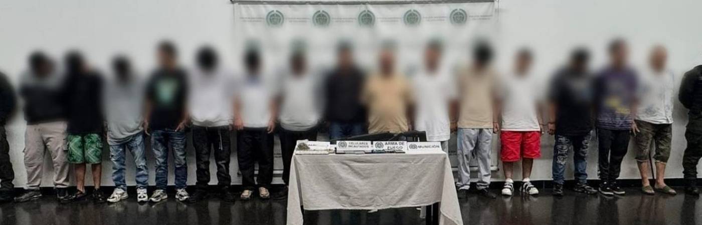Capturados 17 integrantes del grupo delincuencial organizado Pachelly. FOTO: POLICÍA METROPOLITANA VALLE DE ABURRÁ