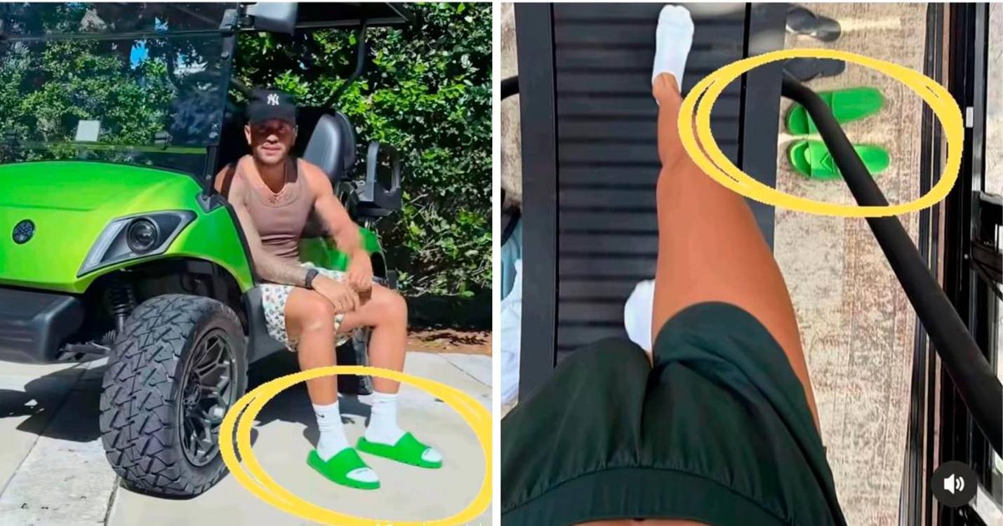 Nathashbyy compartió una foto mostrando cómo hace cardio en una caminadora y los fans de Feid notaron las mismas sandalias que usa el artista, ¡qué casualidad!