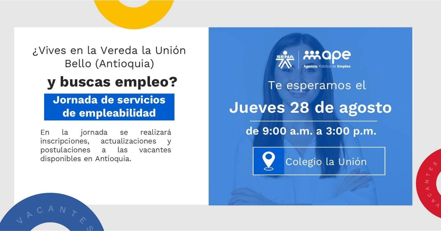 ¡Atentos! Feria de empleo y oportunidades en vereda La Unión de Bello