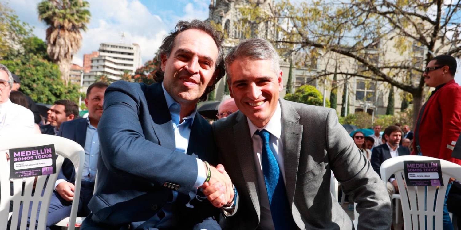 Federigo Gutiérrez, nuevo alcalde de Medellín y Andrés Julián Rendón. gobernador electo. /FOTO: MANUEL SALDARRIAGA.