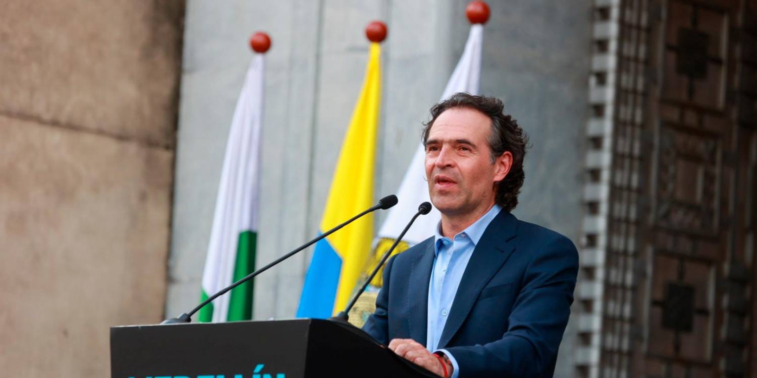 Discurso del nuevo alcalde de Medellín, Federico Gutiérrez. /FOTO: MANUEL SALDARRIAGA.