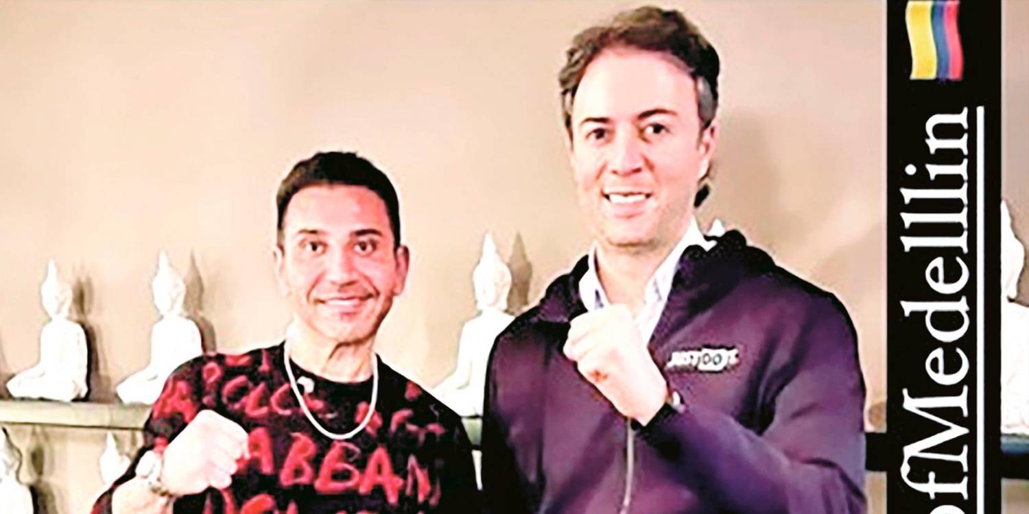 Fereidoun Khalilian y el exalcalde Daniel Quintero. /FOTO: REDES SOCIALES