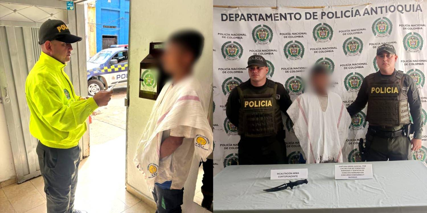 Captura del presunto responsable de matar a su propia esposa y herir a sus dos hijos en Yalí, Nordeste antioqueño. FOTO: CORTESÍA DEPARTAMENTO DE POLICÍA ANTIOQUIA