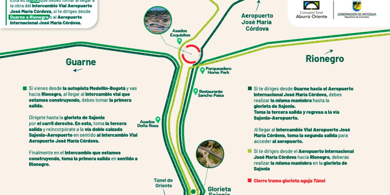 ¡Pilas! Habrá cierre en la calzada de la glorieta del aeropuerto José María Córdova