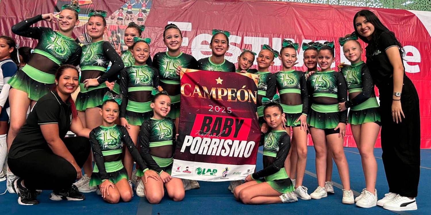 La escuela de porrismo Club Deportivo Little Star quedó campeona en el Festival de Festivales 2025. /FOTO: CORTESÍA