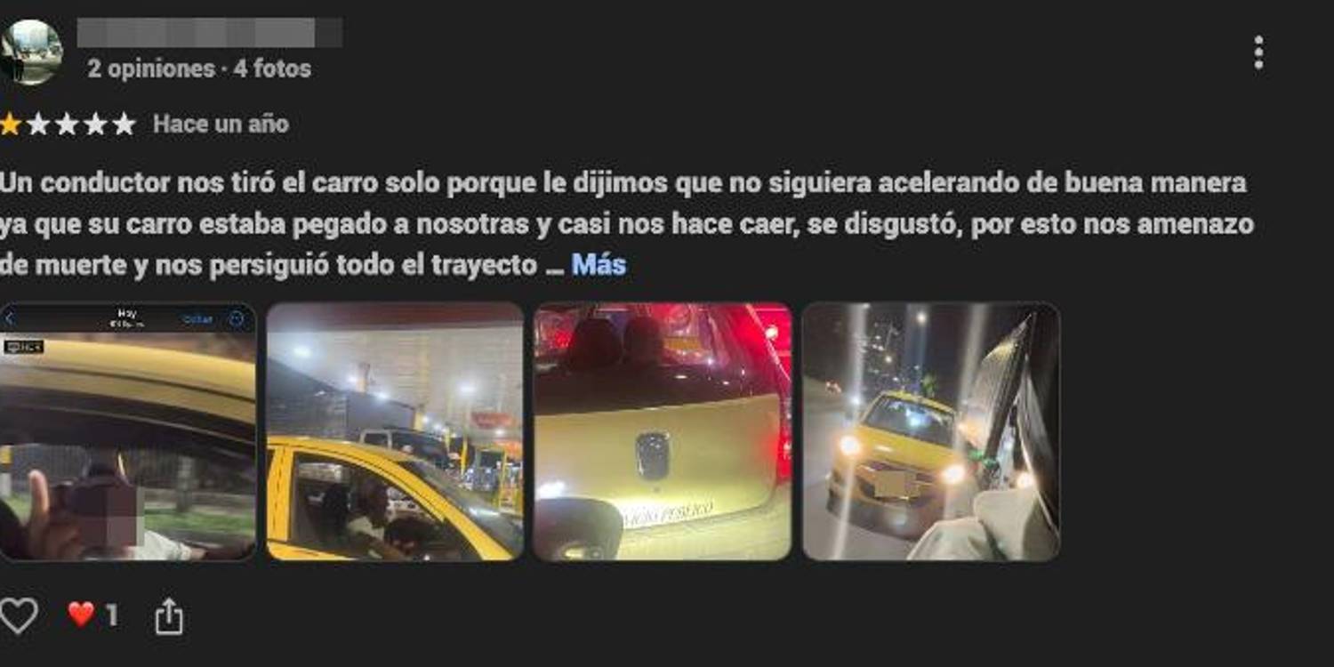 Reseñas en la empresa de taxis supuestamente implicada. FOTO: CORTESÍA