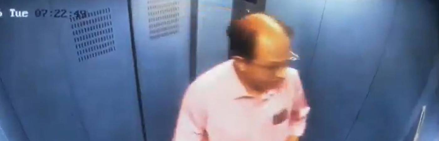 El hombre bajaba del noveno al primer piso. FOTO: CAPTURA DE VIDEO X @AOROCA