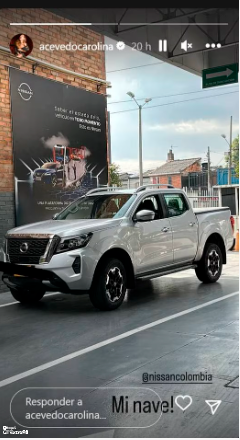 Auto de Carolina Acevedo. /FOTO: INSTAGRAM @acevedocarolina