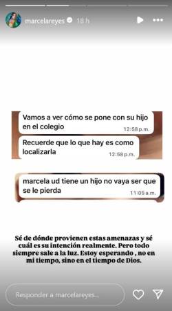 Captura de pantalla estado Instagram Marcela Reyes. /FOTO: CAPTURA DE PANTALLA