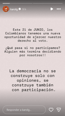 Historia de Instagram @KAROLG