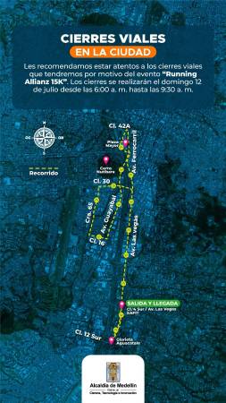 Cierres viales. FOTO: SECRETARÍA DE MOVILIDAD DE MEDELLÍN
