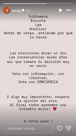 Historia de Instagram @KAROLG
