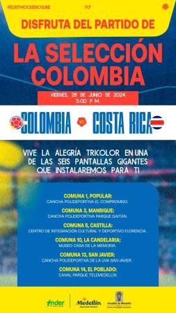 Pantallas para ver el partido de Colombia. /FOTO: INDER MEDELLÍN. 