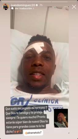 Domínguez compartió que Toloza ya está en recuperación. / FOTO: CAPTURA DE PANTALLA