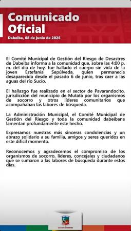 COMUNICADO ALCALDÍA DE DABEIBA