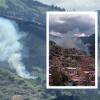 Así se veía el incendio desde dos puntos diferentes. FOTOS: X @DAGRDMedellin <b><span class="mln_small-caps_mln">/ CAPTURA DE VIDEO PRENSA PAISA</span></b>