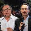 Al fondo se ve la fuerza pública ejerciendo control para los que ingresaban al escrutinio. Adelante: Gustavo Petro y Federico Gutiérrez. FOTO: TOMADA DE X @ZPOST1A (FONDO), ROCHI (PETRO) Y JUAN ANTONIO SÁNCHEZ (GUTIÉRREZ)