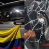 Así quedó el camión con ayuda humanitaria que fue atacado a tiros en Ciudad Bolívar. FOTOS: REDES SOCIALES