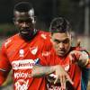 Juan Fernando Quintero (der.) le da, sin duda, otra cara al Medellín. Anotó su primer gol con el Poderoso en 5 juegos que lleva con el Rojo. FOTO: CORTESÍA DIM
