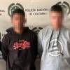 Capturados por distribuir panfletos intimidatorios en Itagüí. FOTO: POLICÍA METROPOLITANA 
