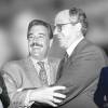 A la izquierda, Iván Cepeda (a color) y Andrés Pastrana (blanco y negro); a la derecha, Samper (blanco y negro) y Abelardo de la Espriella (a color). FOTOS: COLPRENSA E INSTAGRAM ABELARDO DE LA ESPRIELLA