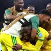 Jugadores sudafricanos celebrando su victoria. FOTO: INSTAGRAM SOUTH AFRICAN FOOTBALL ASSOCIATION