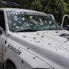 Así quedó la camioneta en la que iban los miembros de la fuerza pública. FOTO: TOMADA DE X @TIPITAPAS